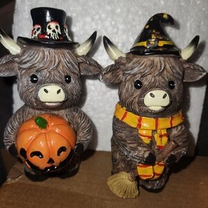 Halloween Highland Cow Figurines Set